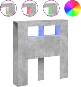 vidaXL betonszürke szerelt fa LED-es fejtámla 100x18,5x103,5 cm