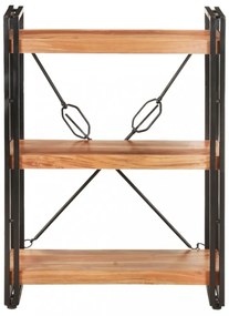 3 szintes tömör akácfa könyvespolc 60 x 30 x 80 cm