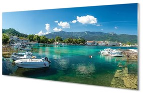 Üvegképek Görögország Marina tenger hegyek 100x50 cm