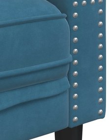 kék bársony Chesterfield kanapéfotel