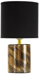 Glam Dark Éjjeli lámpa, Mauro Ferretti,  1 x E27, 40W, Ø 15x28 cm, kerámia, fekete/aranyszín
