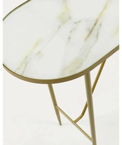 Aranyszínű konzolasztal üveg asztallappal 35x110 cm Elisenda – Kave Home