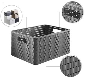 Sötétszürke tárolókosár újrahasznosított műanyagból Country - Rotho