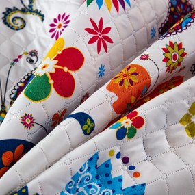 Ágytakaró SZÍNES LEPKE fehér Méret: 220 x 240 cm