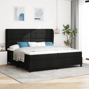 Boxspring Ágy Matraccal Fekete 200x200 cm Textil
