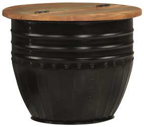 fekete tömör újrahasznosított fa dohányzóasztal 50 x 39,5 cm
