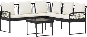 vidaXL Kerti kanapé szett párnával 2 pcs Fekete Poli rattan és acél