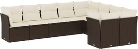 vidaXL 9 részes barna polyrattan kerti ülőgarnitúra párnákkal
