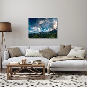 Hegyei kép (üvegen) (70x50 cm)