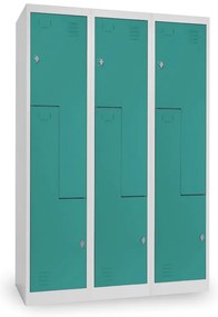Fém szekrény Z, 3 szakasz, 120 x 50 x 180 cm, csavaros zár, zöld - ral 6033