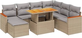 vidaXL 8 részes bézs polyrattan kerti ülőgarnitúra párnával