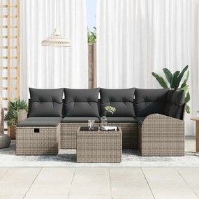 Kerti Kanapé Szett 7 pcs Szürke 234 x 124 x 85 cm Poli rattan