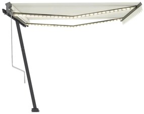krémszínű automata szélérzékelős és LED-es napellenző 400x300cm