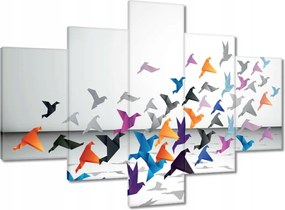Vászonkép 100x70 Origami Madarak repülés közben
