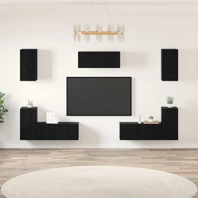 TV szekrény garnitúra 7 pcs Musta tammi 80 x 30 x 30 cm Faanyag