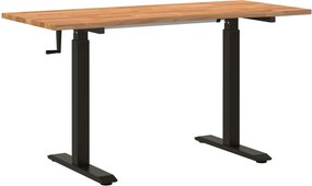 vidaXL Asztal Fekete és Világosbarna 140 x 60 cm Tömör Tölgyfa