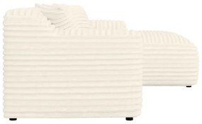 Krémszínű kordbársony sarokkanapé (jobb oldali-heverő résszel) Martin – Ropez