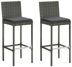 vidaXL 3 részes szürke polyrattan kerti bárszett párnákkal