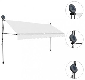 krémszínű kézzel kihúzható LED-es napellenző 350 cm