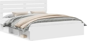 vidaXL Ágykeret fejtámlával Fehér 200 x 200 cm Tömör fenyőfa