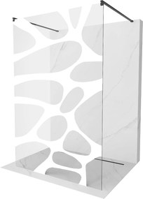 Mexen Kioto, átmenő zuhany paraván 120 x 200 cm, 8mm üveg tiszta / fehér mintás, 2x fekete stabilizáló távtartó, 800-120-002-70-97