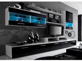 Nappali sor LED világítással, fehér/fekete- extra magas fényű HG, LEO