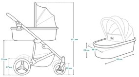 Lionelo - MARI TOUR 2 az 1-ben kombinált babakocsi, Grey Stone