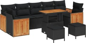 vidaXL Kerti Kanapé Szett párnával 13 pcs Fekete polirattan