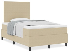 Box Spring Ágy matraccal, Világos Zöld Szürke, 120x200 cm, Vászon Anyag
