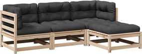 vidaXL 4 részes tömör fenyőfa kerti ülőgarnitúra párnával