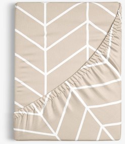 Goldea pamut körgumis lepedő - fehér cikkcakk bézsen 140 x 200 cm