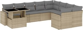 vidaXL 10 részes bézs polyrattan kerti ülőgarnitúra párnával