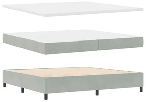 Boxrugós ágy matracmal Világosszürke 200 x 200 cm Bársony