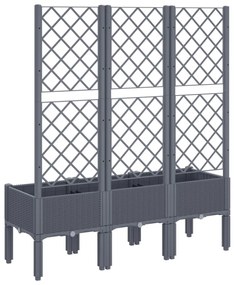 szürke PP rácsos kerti ültetőláda 120 x 40 x 142 cm