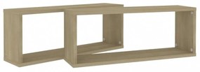 2 db sonoma tölgy szerelt fa négyszögű fali polc 60x15x23 cm