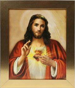 Vászonkép 30x25 Jézus Szíve Jézus Arany Keret