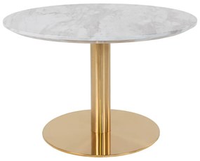 Fehér-aranyszínű kerek dohányzóasztal márvány dekoros asztallappal 70x70 cm Bolzano – House Nordic