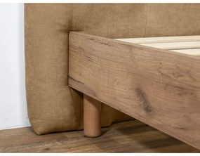 Bézs kárpitozott franciaágy ágyráccsal 140x190 cm Kumo – Bobochic Paris