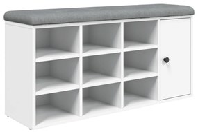fehér szerelt fa cipőtároló pad 102 x 32 x 50 cm