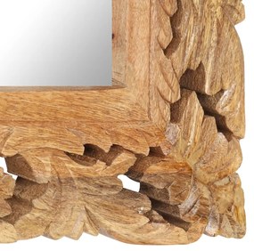 kézzel faragott barna tömör mangófa tükör 110 x 50 cm