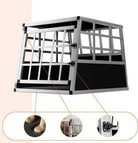 BRUNO kutyaszállító box, 70x54x51cm, ezüst/fekete Cadoca