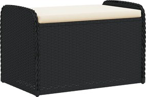 vidaXL fekete polyrattan tárolópad párnával 80 x 51 x 52 cm