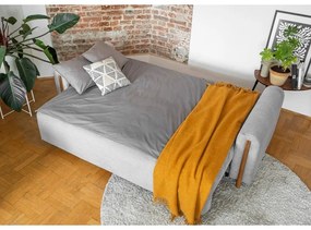 Világosszürke kordbársony kinyitható-tárolóhelyes kanapé 244 cm Arcadova – ELTAP