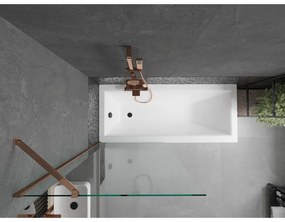 Mexen Next, kádparaván 1 szárny 80 x 150 cm, fix szárny, 6 mm átlátszó üveg, rózsa arany profil, 895-080-000-00-00-60