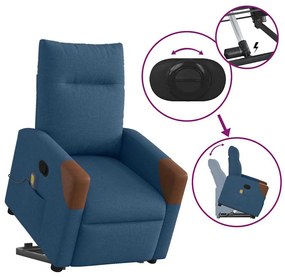 kék szövet felállást segítő dönthető masszázsfotel