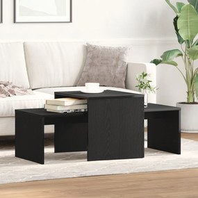 fekete tölgy asztalkészlet 100x48x40 cm műanyag és fa