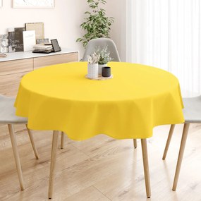 Goldea kör alakú pamut asztalterítő - sárga - Ø 100 cm