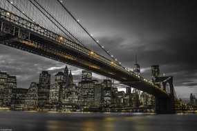 Poszter 30x20cm Brooklyn híd és Alsó-Manhattan panoráma alkonyatkor 5