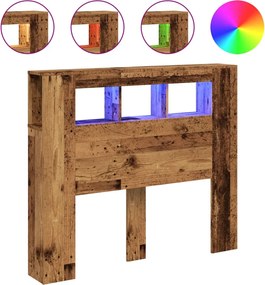 vidaXL antik fa színű szerelt fa LED-es fejtámla 120x18,5x103,5 cm