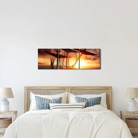 Kép - Ősi kalózhajó (órával) (90x30 cm)